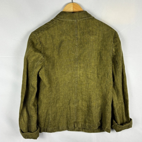 Lauren Ralph Lauren Women 100%  Linen Button Jacket Sz 14W Nature Beach Military - Picture 3 of 10